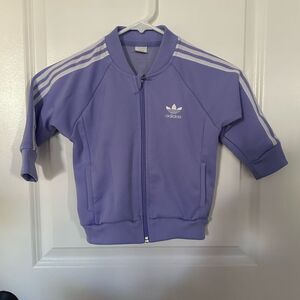 Adidas Lilac White Stripe Down Girl Toddler Jacket Size 2